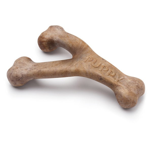 Benebone Puppy Wishbone Nylon Dog Toys Bacon Flavour 2 Sizes