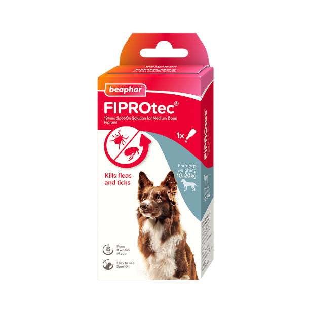 Beaphar Fiprotec Spot On Flea / Tick Treatment Solution for Medium Dogs Packs 1/4/6