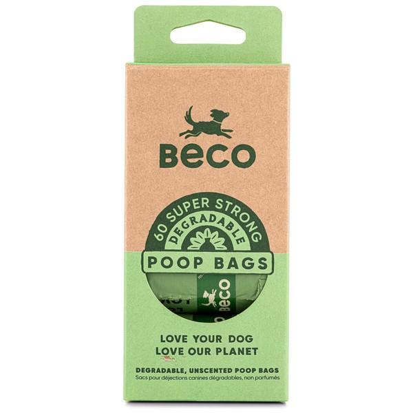 Beco Unscented Degradable 60 Poop Bags on 4 Refill Rolls