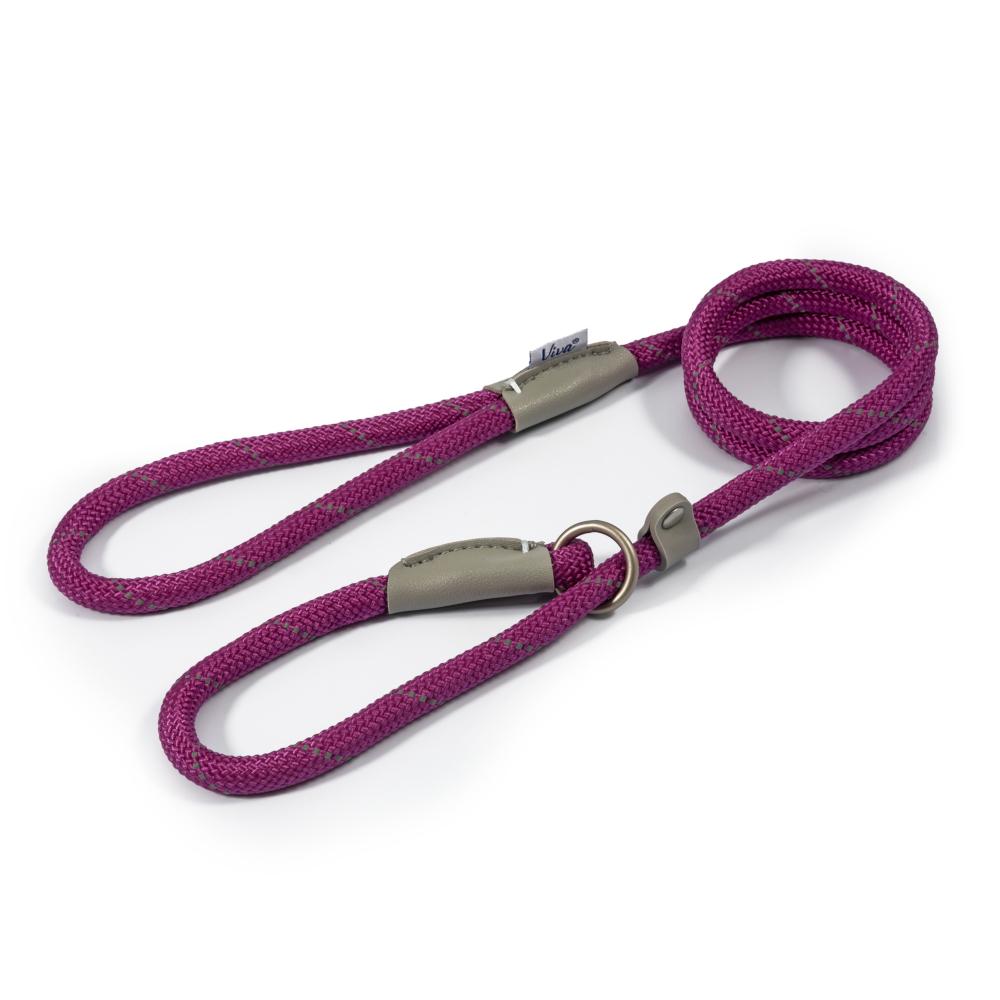 Ancol Viva Dog Rope Slip Lead Reflective Weave Purple 4 Sizes