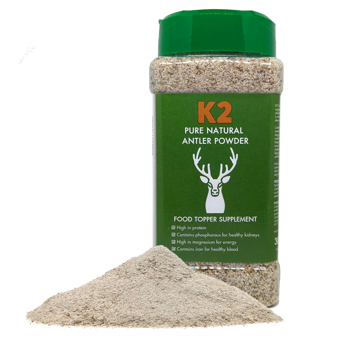 K2 Pure Antler Powder Natural Supplement for Dogs in a Tub 300g