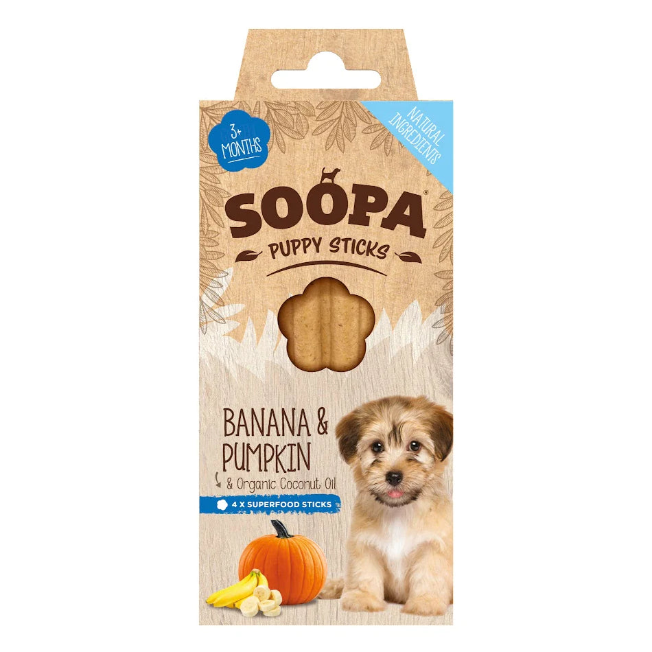 Soopa Puppy Dental Sticks Banana & Pumpkin 4 Sticks 100g
