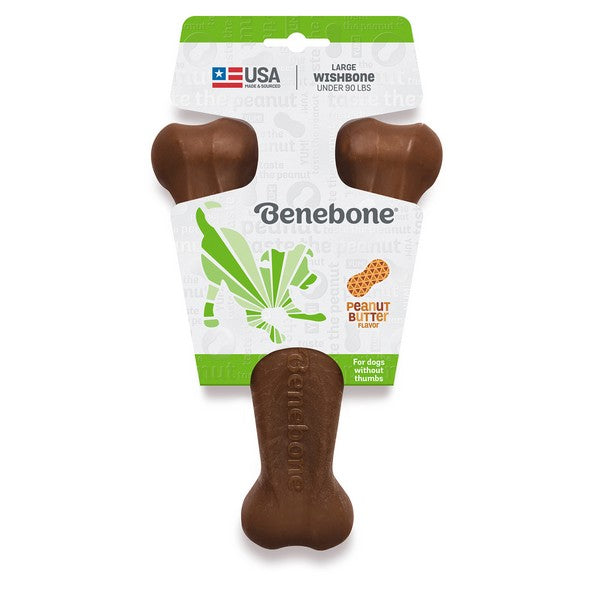 Benebone Wishbone Nylon Dog Toys Peanut Butter Flavour 3 Sizes