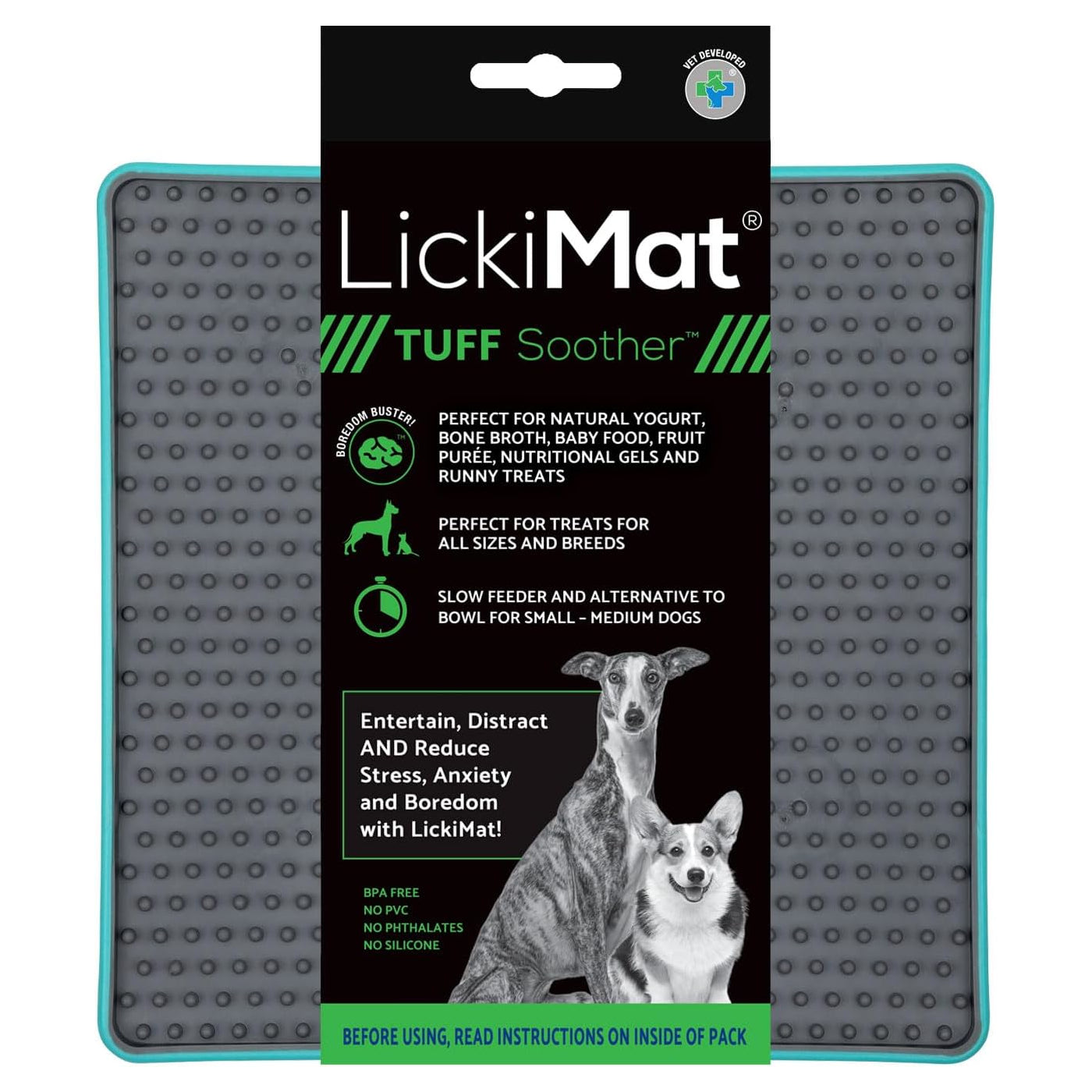 LickiMat Dog Lick Mats Slow Feeders Tuff Soother 4 Colours