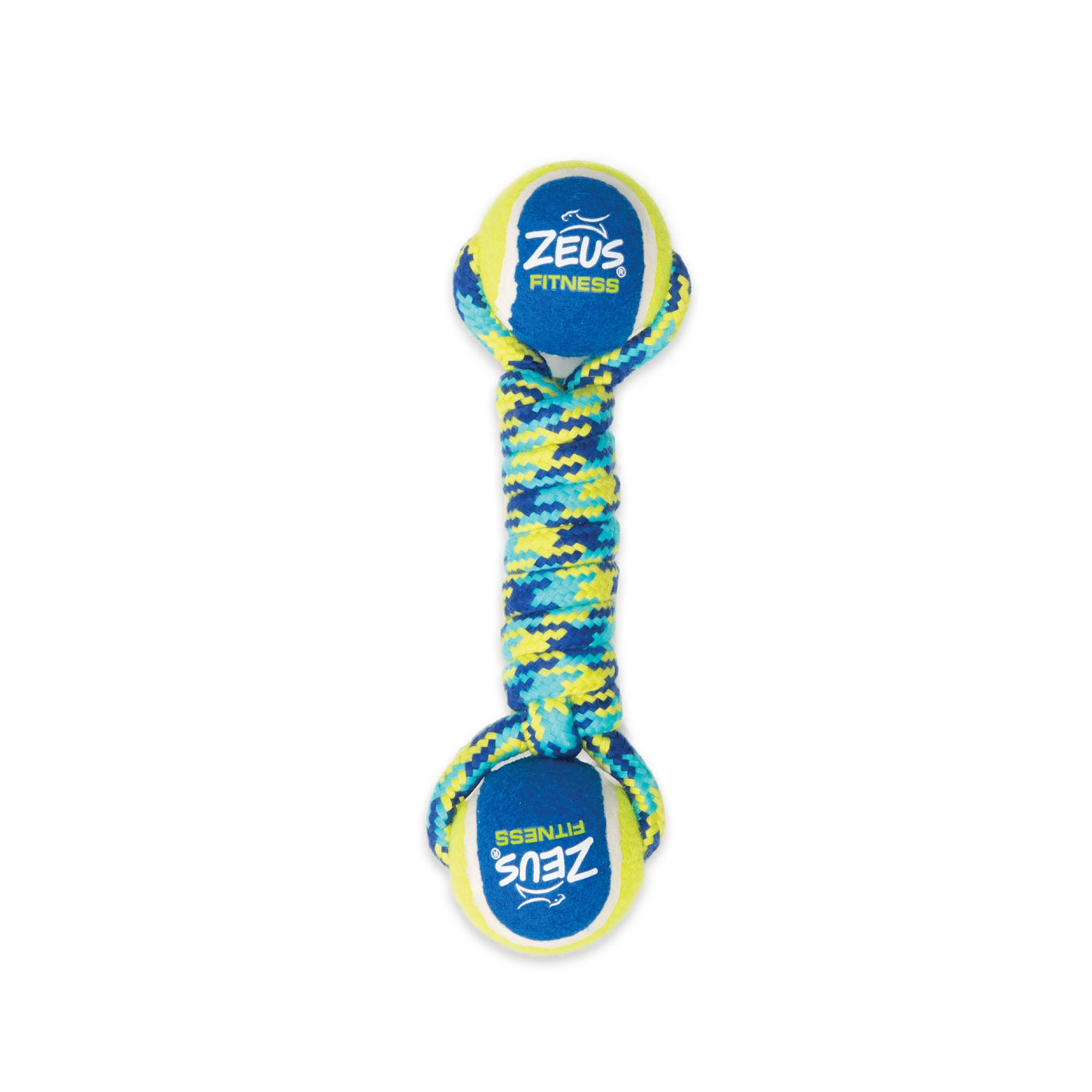Zeus Fitness Dog Toys Double Tennis Ball Rope Dumbbell with Tennis Ball Medium 6.35cm