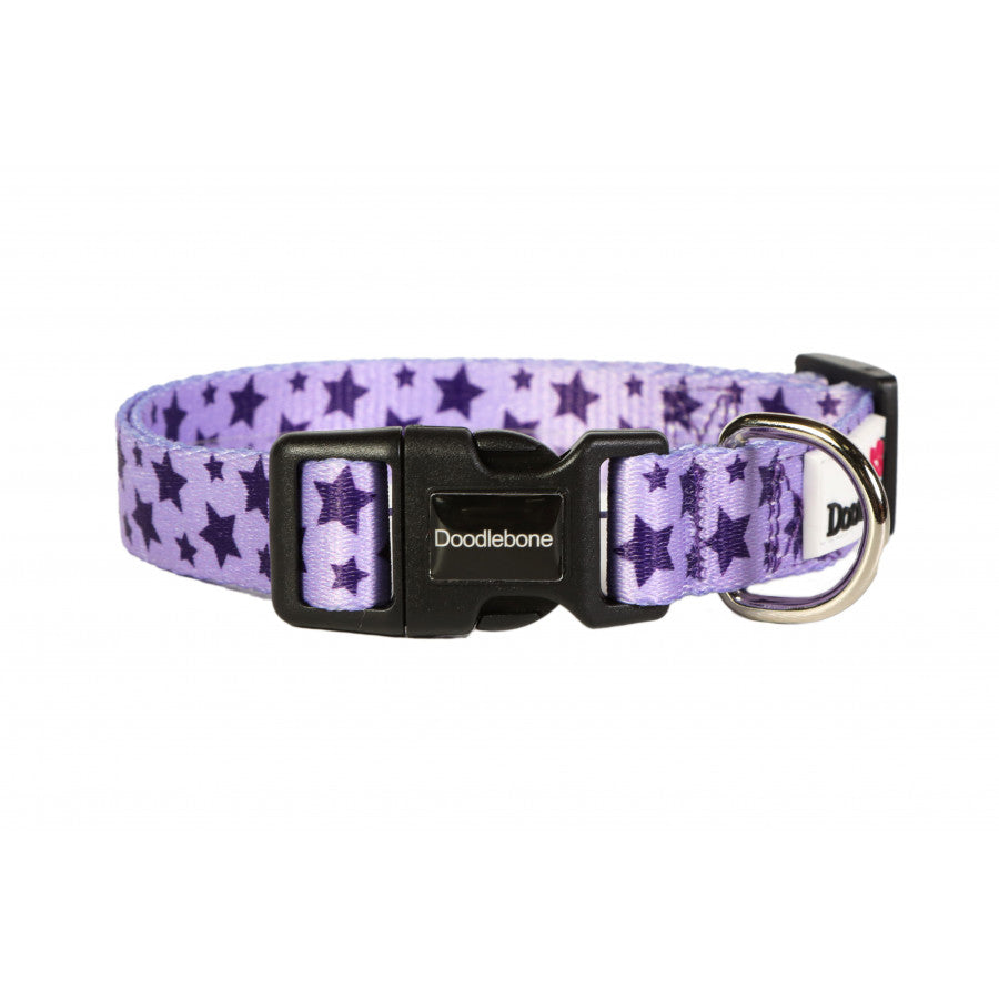Doodlebone Originals Dog Collar Violet Stars 3 Sizes