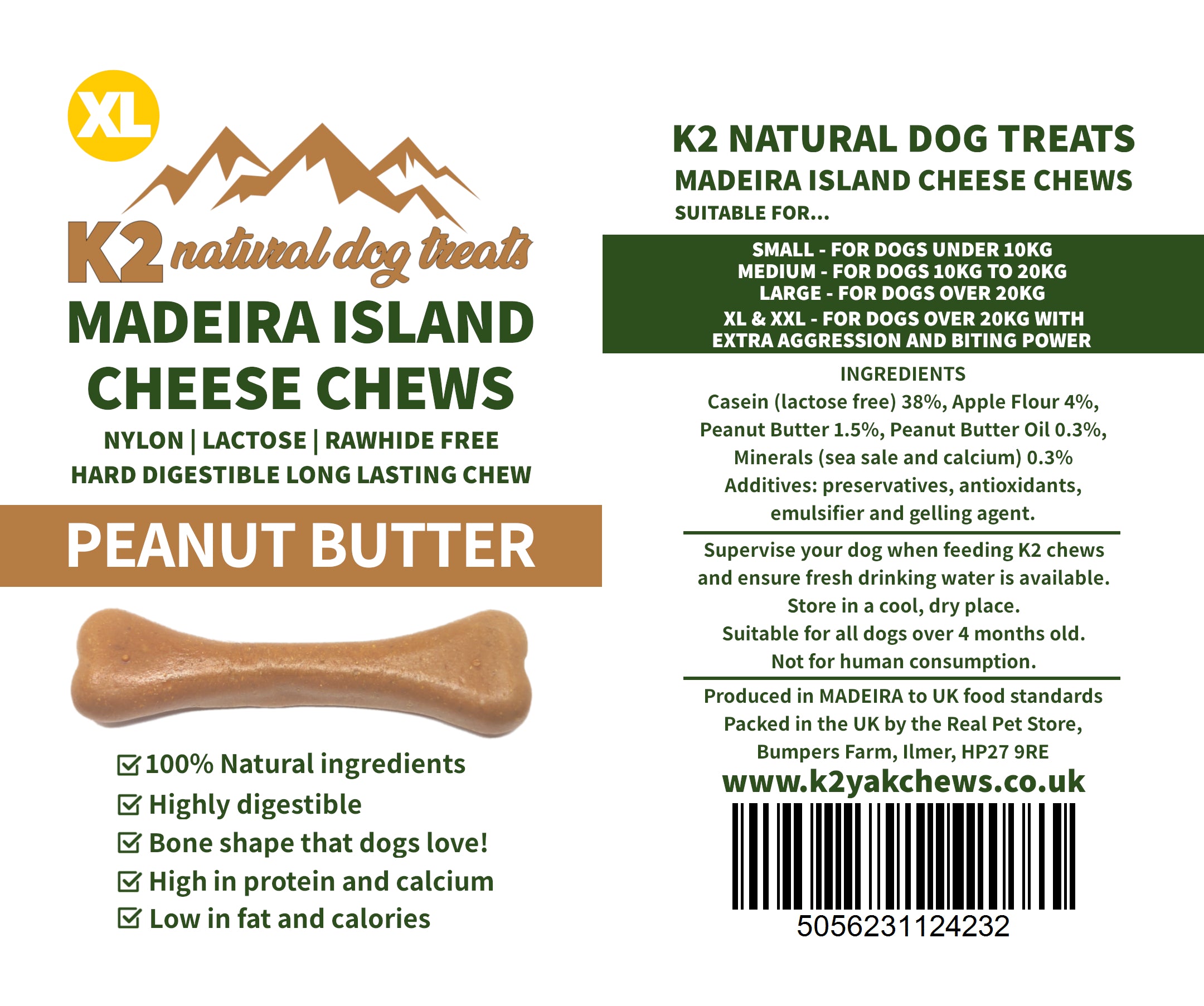 K2 Madeira Island Cheese Chews Peanut Butter X-Large