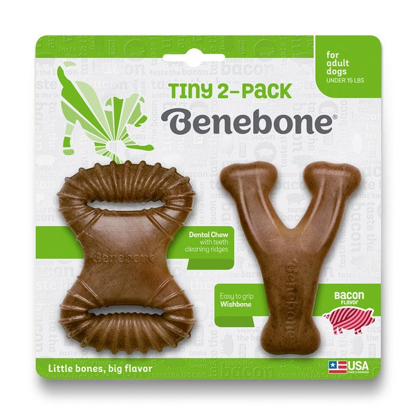 Benebone Tiny 2-Pack Dental Chew & Wishbone Bacon Flavour