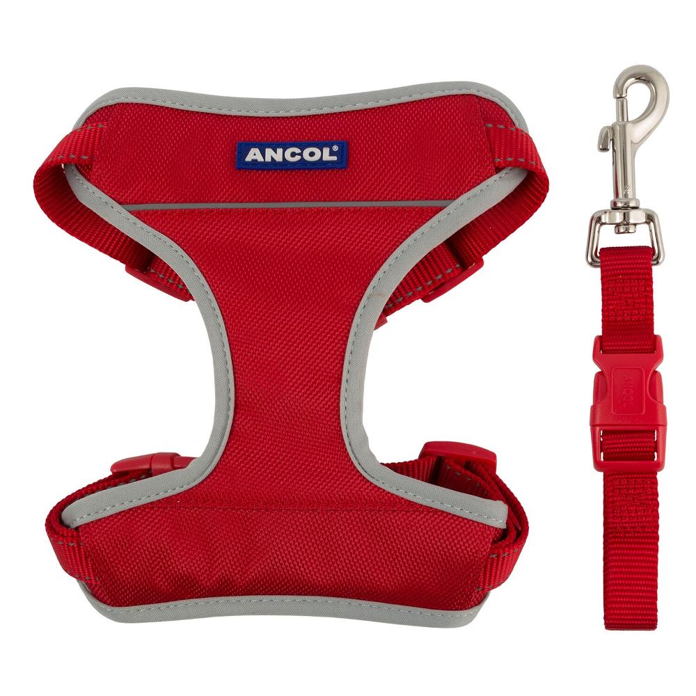 Ancol Dog Travel Safety Harness with Belt Attachment Red 4 Sizes