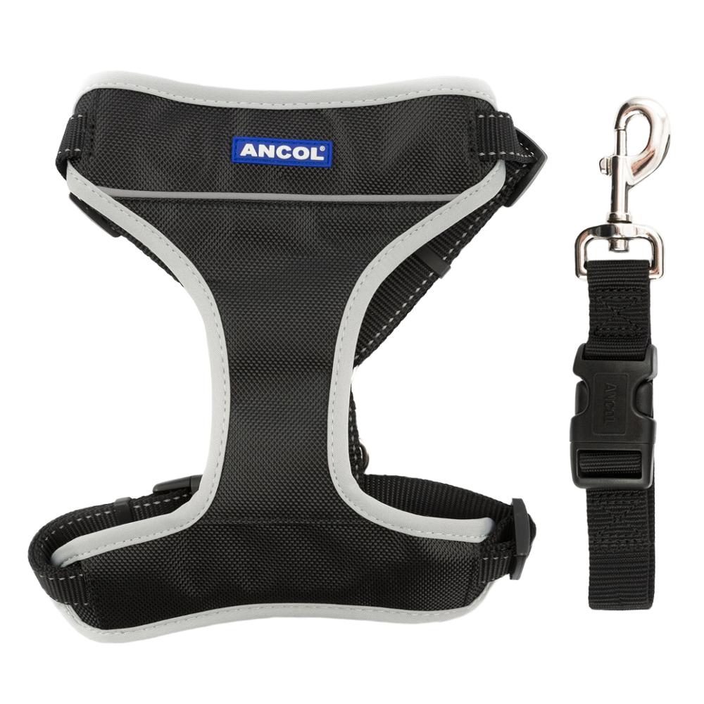 Ancol Dog Travel Safety Harness with Belt Attachment Black 4 Sizes