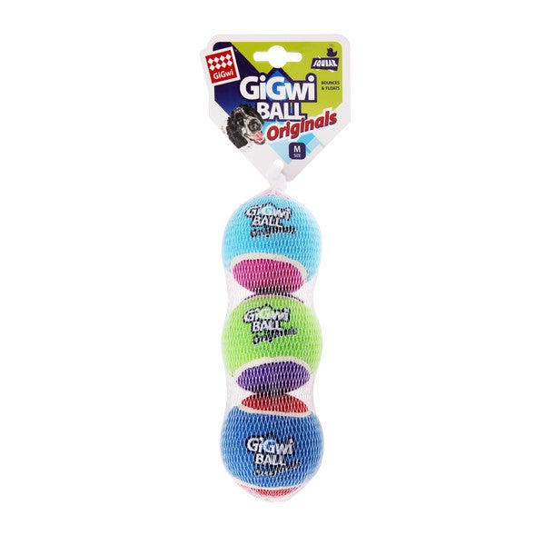 GiGwi Mixed Tennis Balls with Squeaker Medium Pack of 3
