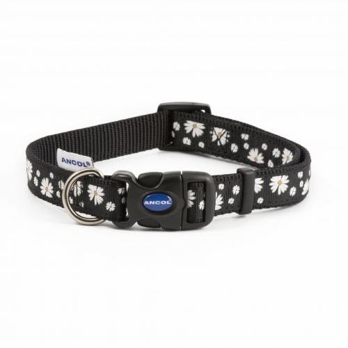 Ancol Dog & Puppy Collars Fashion Black Daisy 3 Sizes
