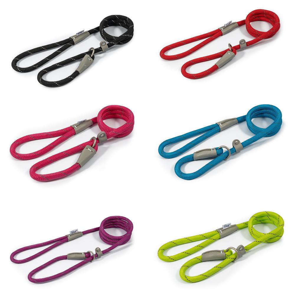 Ancol Viva Dog Rope Slip Lead Reflective Weave Red 4 Sizes