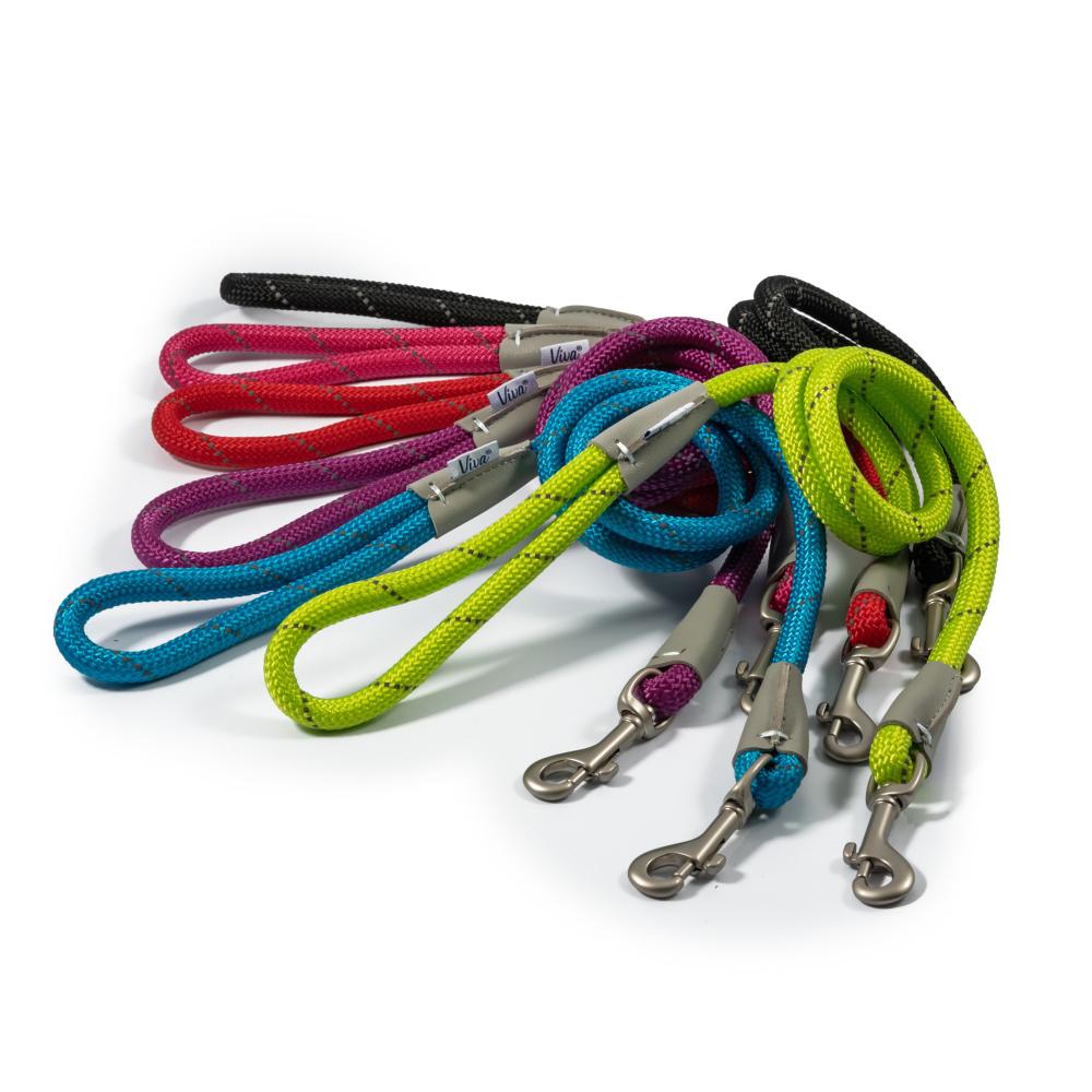 Ancol Viva Dog Rope Lead Snap Hook Reflective Lime 2 Sizes