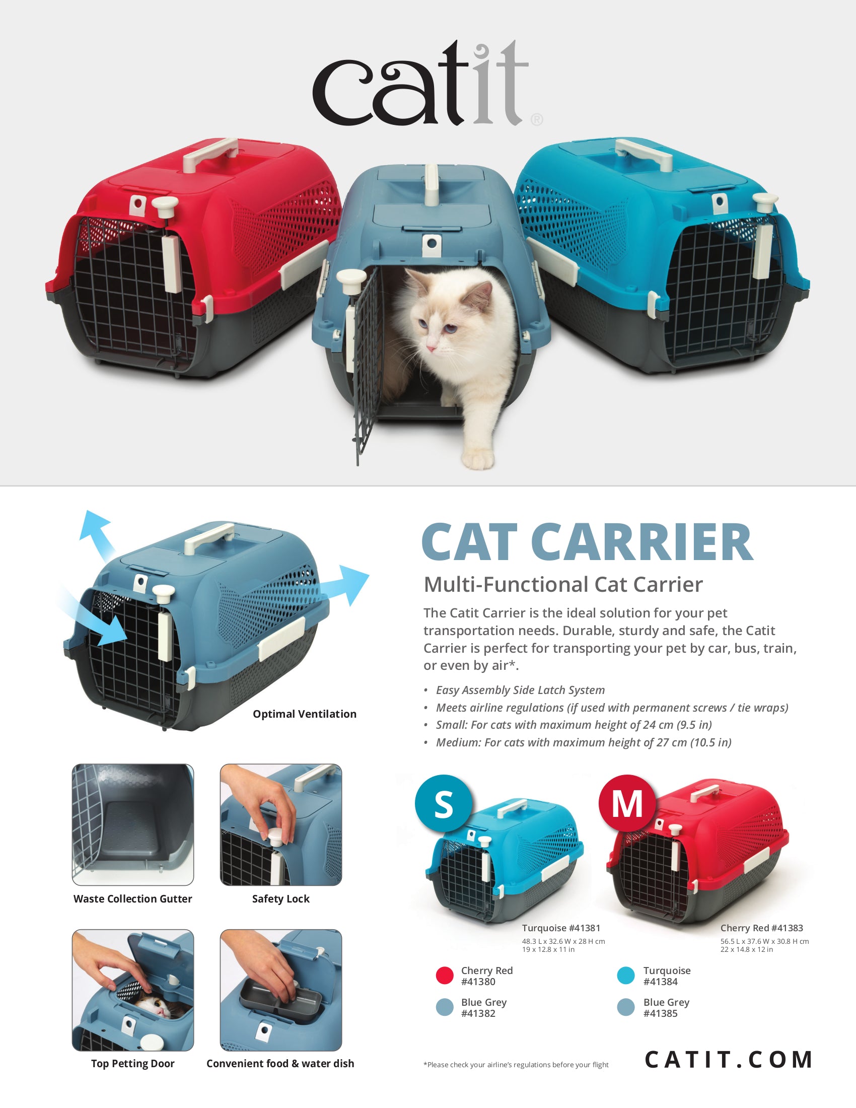 Catit Voyageur Cat & Small Dog Carriers Turqupise 2 Sizes