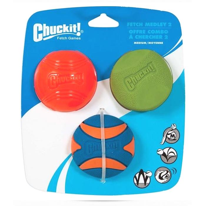 Chuckit Fetch Medley Balls Medium Ultra Strato Erratic Pack of 3