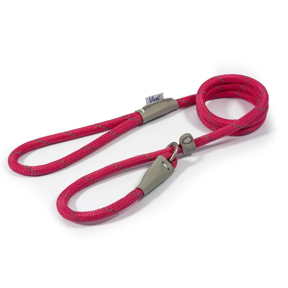 Ancol Viva Dog Rope Slip Lead Reflective Weave Pink 4 Sizes