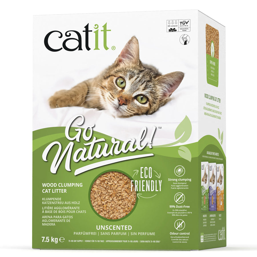 Catit Go Natural Wood Clumping Cat Litter Boxed 15L
