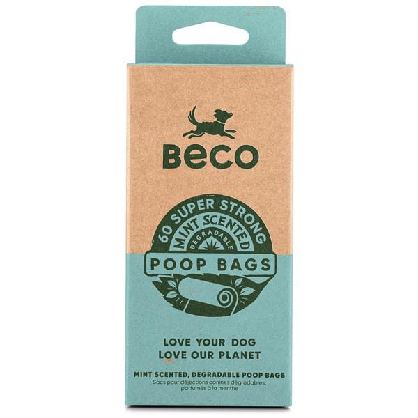 Beco Mint Scented Degradable 60 Poop Bags on 4 Refill Rolls