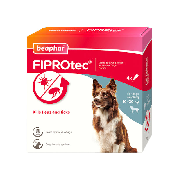 Beaphar Fiprotec Spot On Flea / Tick Treatment Solution for Medium Dogs Packs 1/4/6