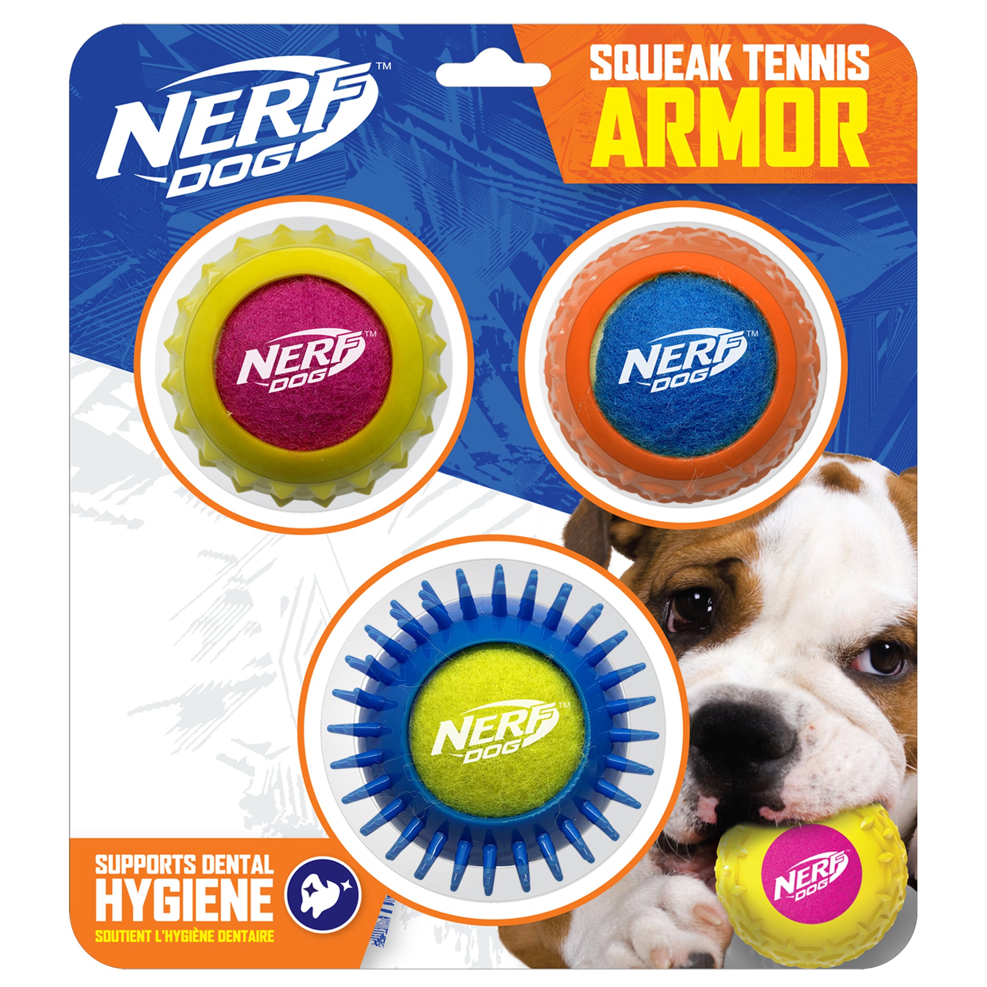 Nerf Dog Squeak Tennis Armor Dog Balls 3 Pack