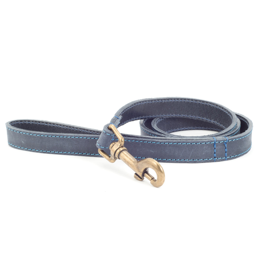 Ancol Timberwolf Leather Leads Blue 2 Sizes