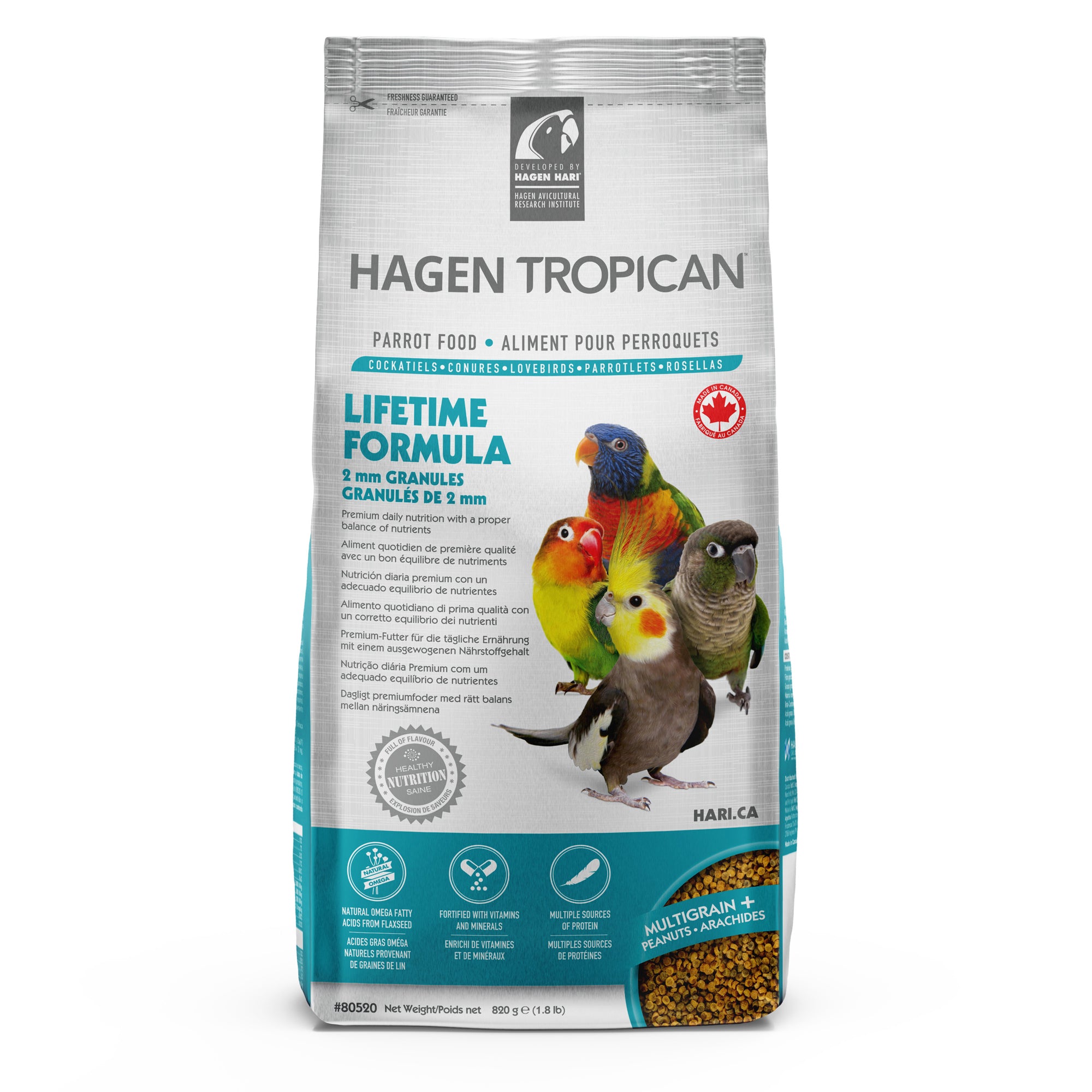 Hagen Hari Tropican Parrot Lifetime Granules 4mm 3 Sizes