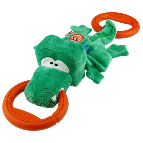 GiGwi Iron Grip Crocodile Plush Tug Toy with TPR Handle