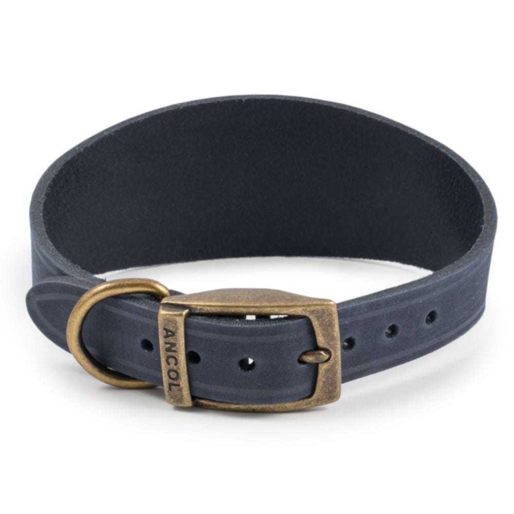 Ancol Timberwolf Greyhound & Whippet Leather Collars Blue 2 Sizes