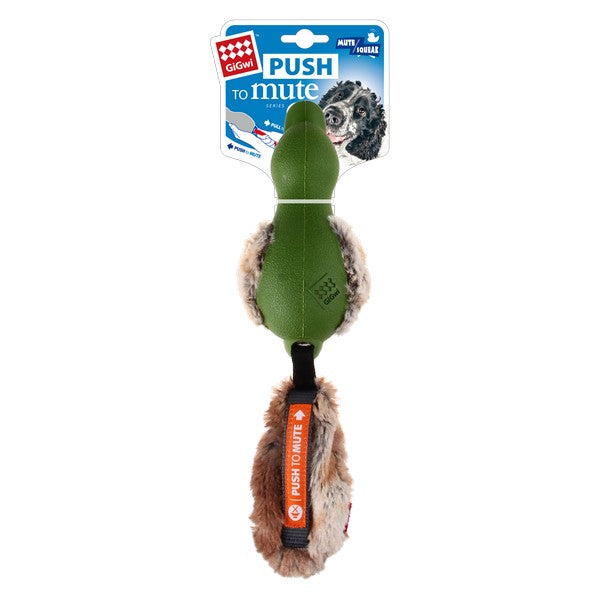 GiGwi Duck Push To Mute with plush tail Green
