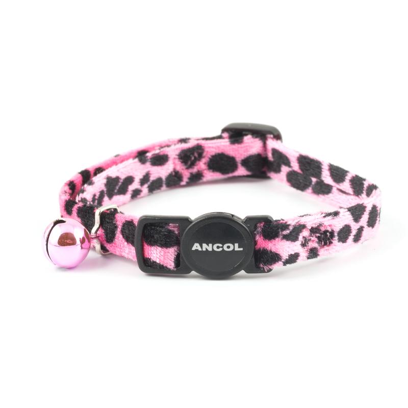 Cat Collar Ancol Leopard Print Safety Pink