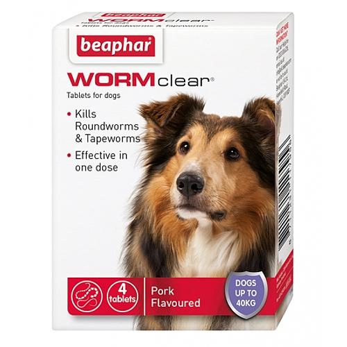 Beaphar WORMclear for Large Dogs up to 40kg Worming Tablets x 4