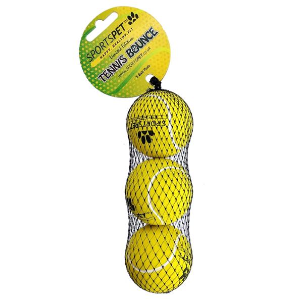 SPORTSPET Tennis Bounce Balls No Felt Pack of 3